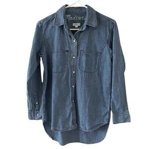 Madewell Perfect Ex-Boyfriend Shirt Womens X-Small Blue Classic Casual Basic